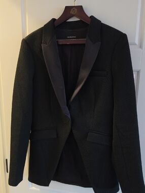 Marciano Black Textured Satin-Lapel Blazer